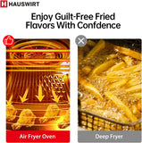 Hauswirt? K5M ,26.5Qt Countertop Conventional Oven K5M, XL Air Fryer 12-Slice Toaster Reheat Bake Rotisserie Broil Dehydrate 10-in-1 Combo,1600 Watts,Non-Stick,Stainless Steel,Online Recipe Booklet